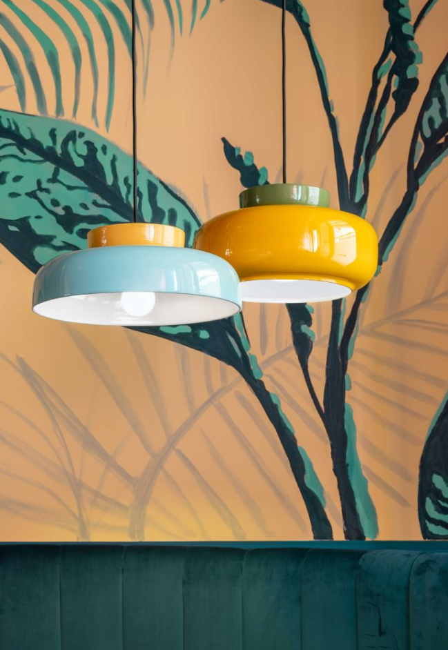 Maracanà C2745 lampadario sospensione ceramica arancio azzurro