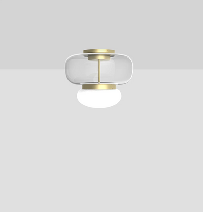 Faro PL P Plafoniera Lampada soffitto LED in vetro soffiato cristallo bianco