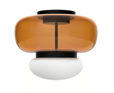 Faro PL P Plafoniera Lampada soffitto LED in vetro soffiato ambra scuro bianco