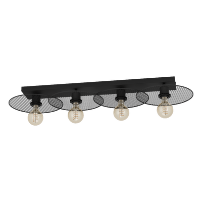 Ikeston Plafoniera lampada soffitto 4 luci in metallo nero