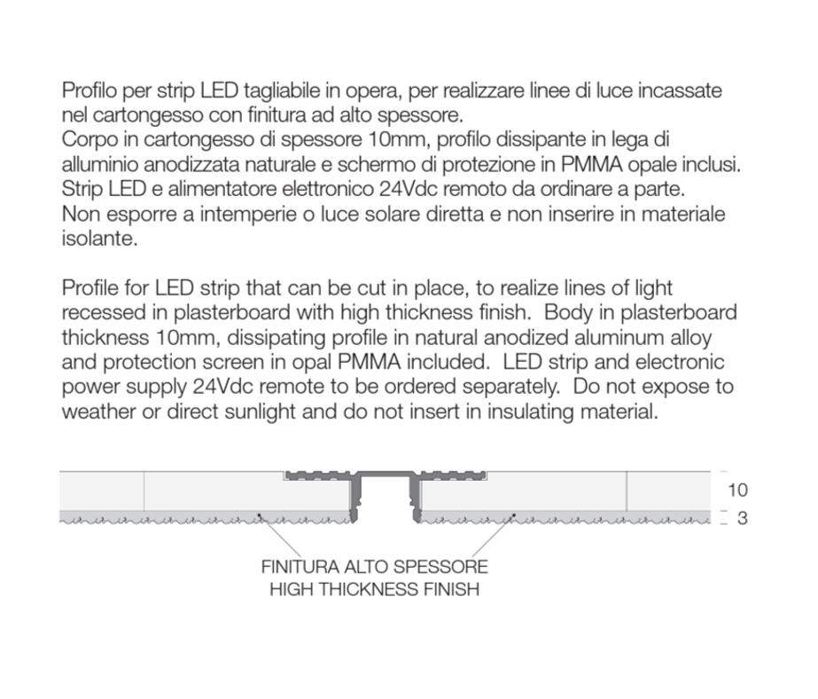 L-16 LOW Profilo Lineare Cartoon Light 16 mm per Strip LED
