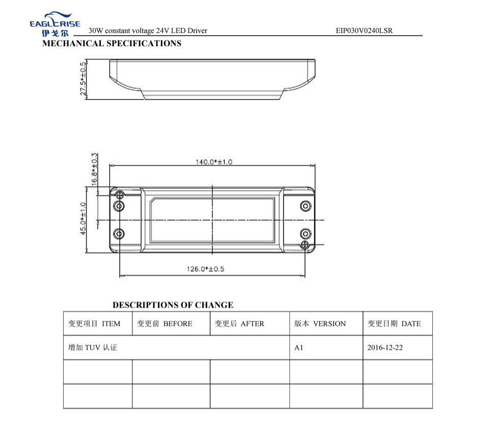 Strip led driver on-off 030w 24vdc