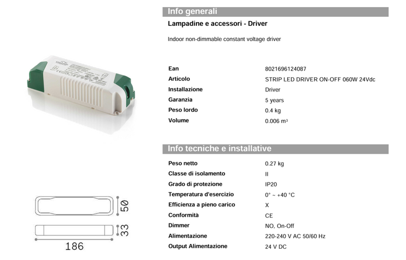 Strip led driver on-off 060w 24vdc