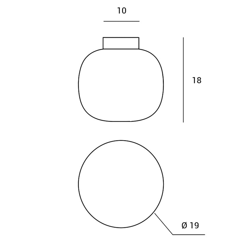 Bombo Lampada soffitto nero diffusore in vetro bianco Ø 20 cm.
