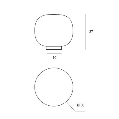 Bombo Lampada tavolo nero diffusore in vetro bianco Ø 30 cm.