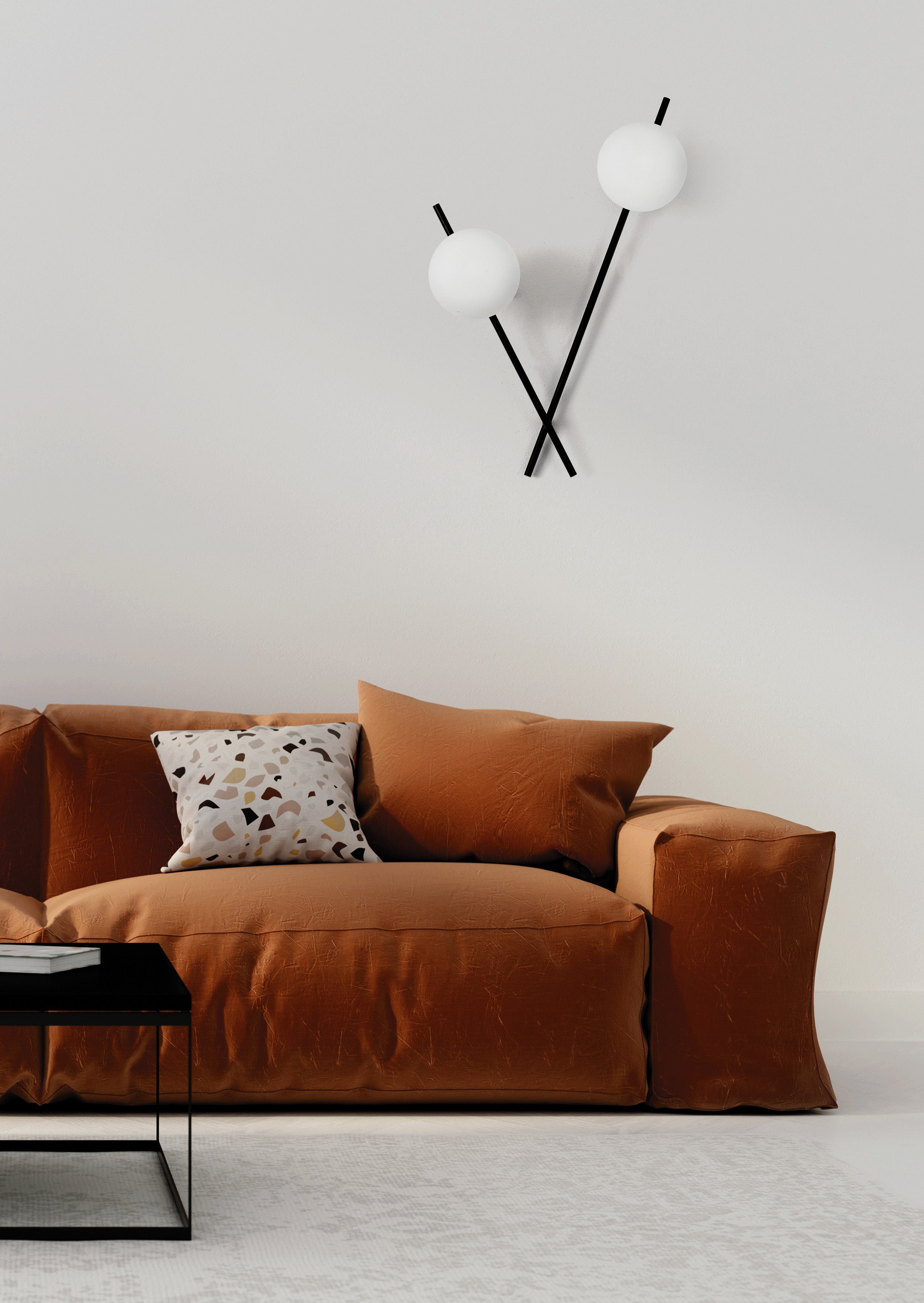 Mikado pl2 Lampada parete soffitto nero opaco con diffusore vetro bianco