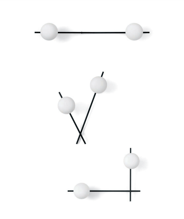Mikado pl2 Lampada parete soffitto nero opaco con diffusore vetro bianco