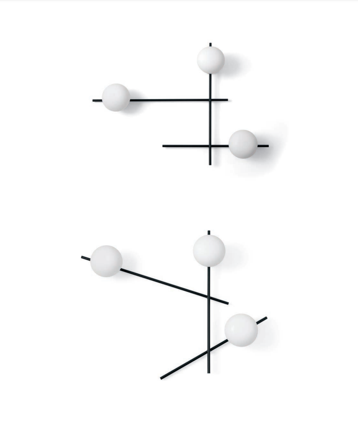 Mikado pl3 Lampada parete soffitto nero opaco con diffusore vetro bianco
