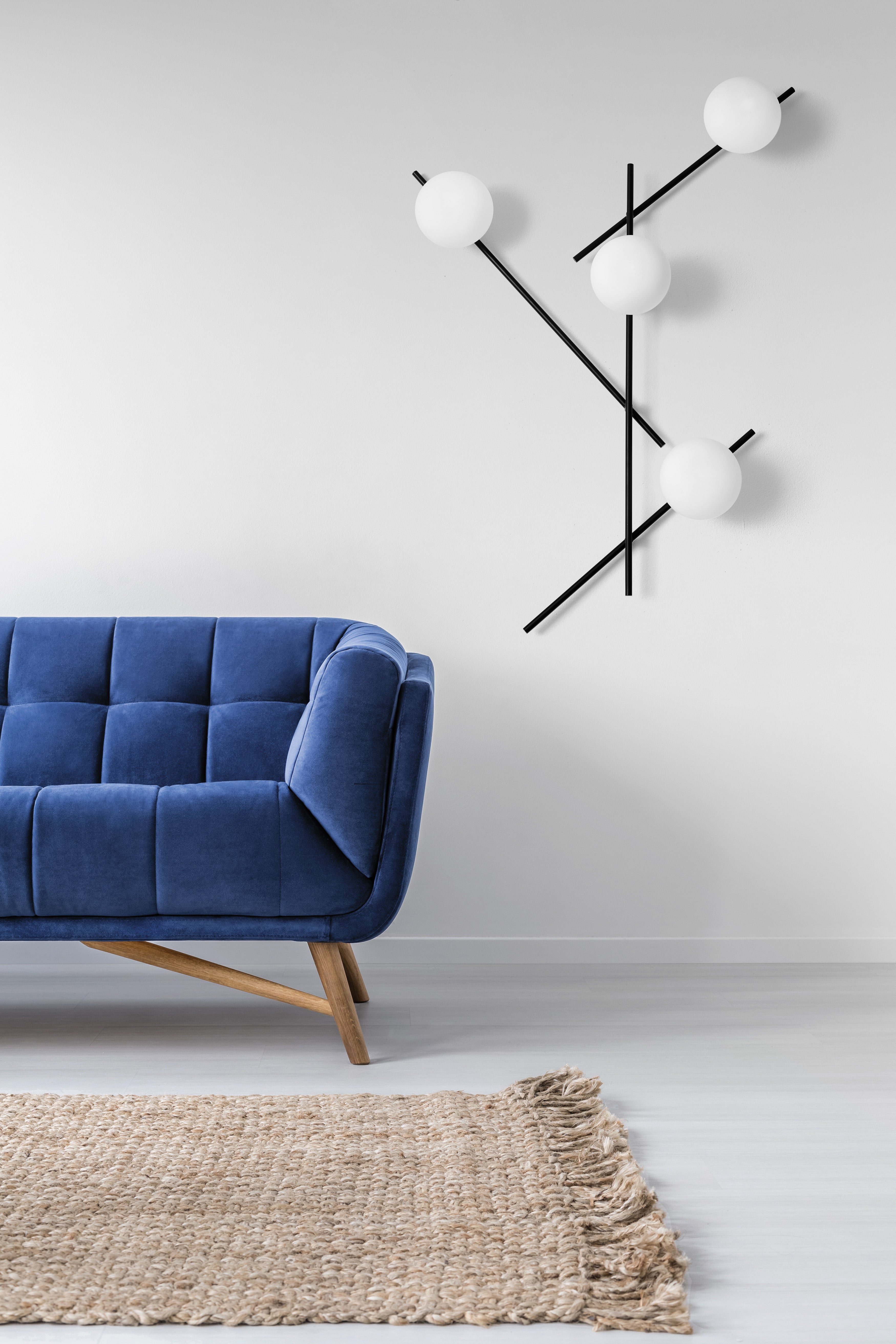 Mikado pl4 Lampada parete soffitto nero opaco con diffusore vetro bianco