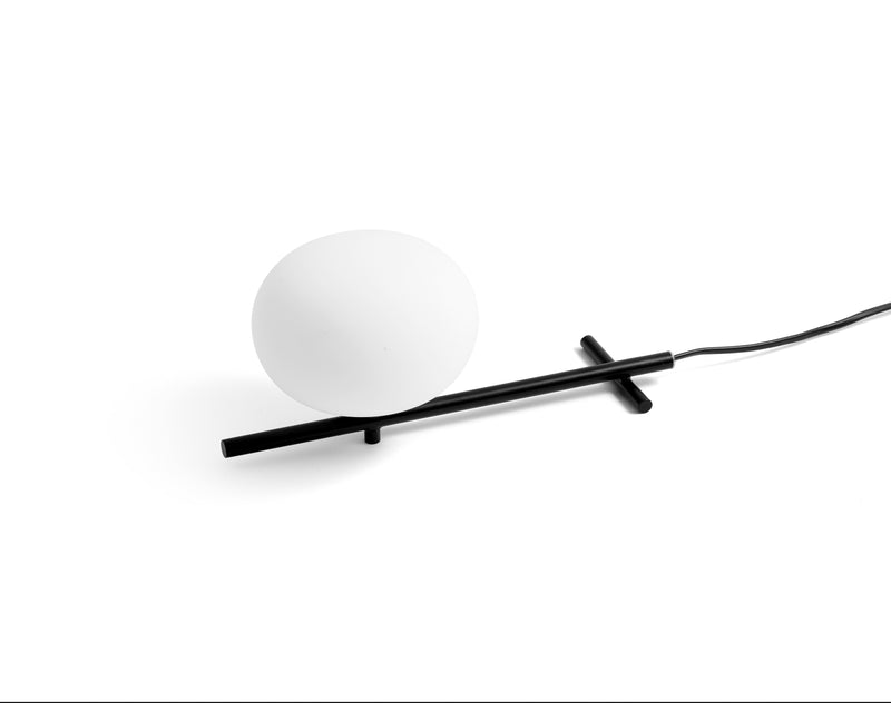Mikado Lampada tavolo nero opaco con diffusore vetro bianco