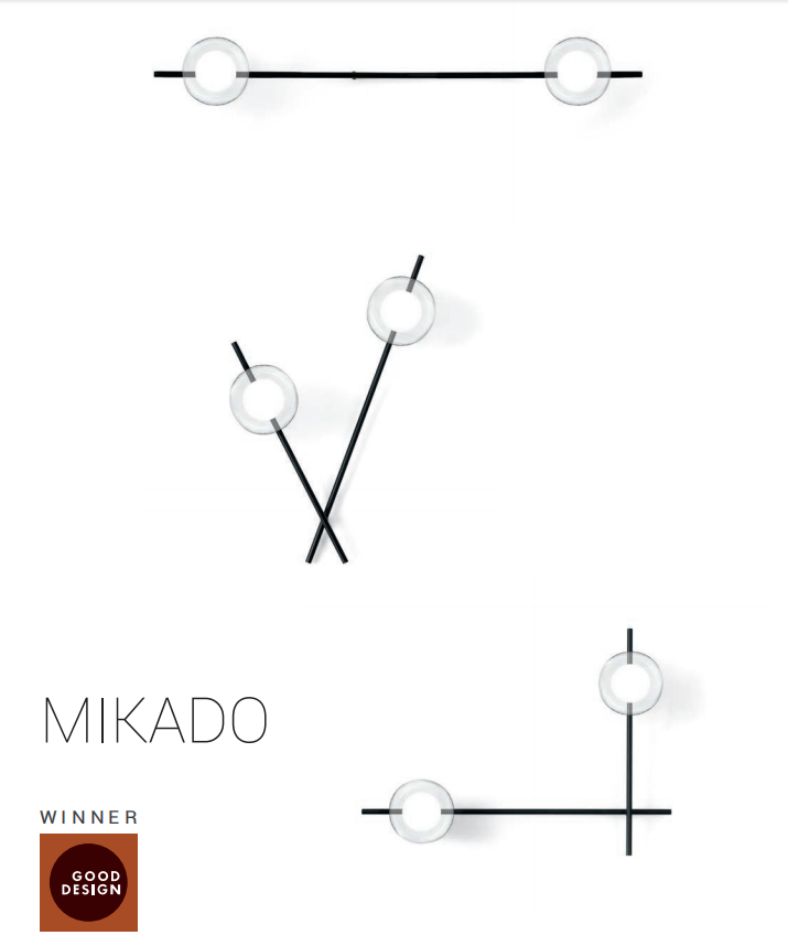 Mikado pl2 Lampada parete soffitto nero opaco con diffusore vetro borosilicato