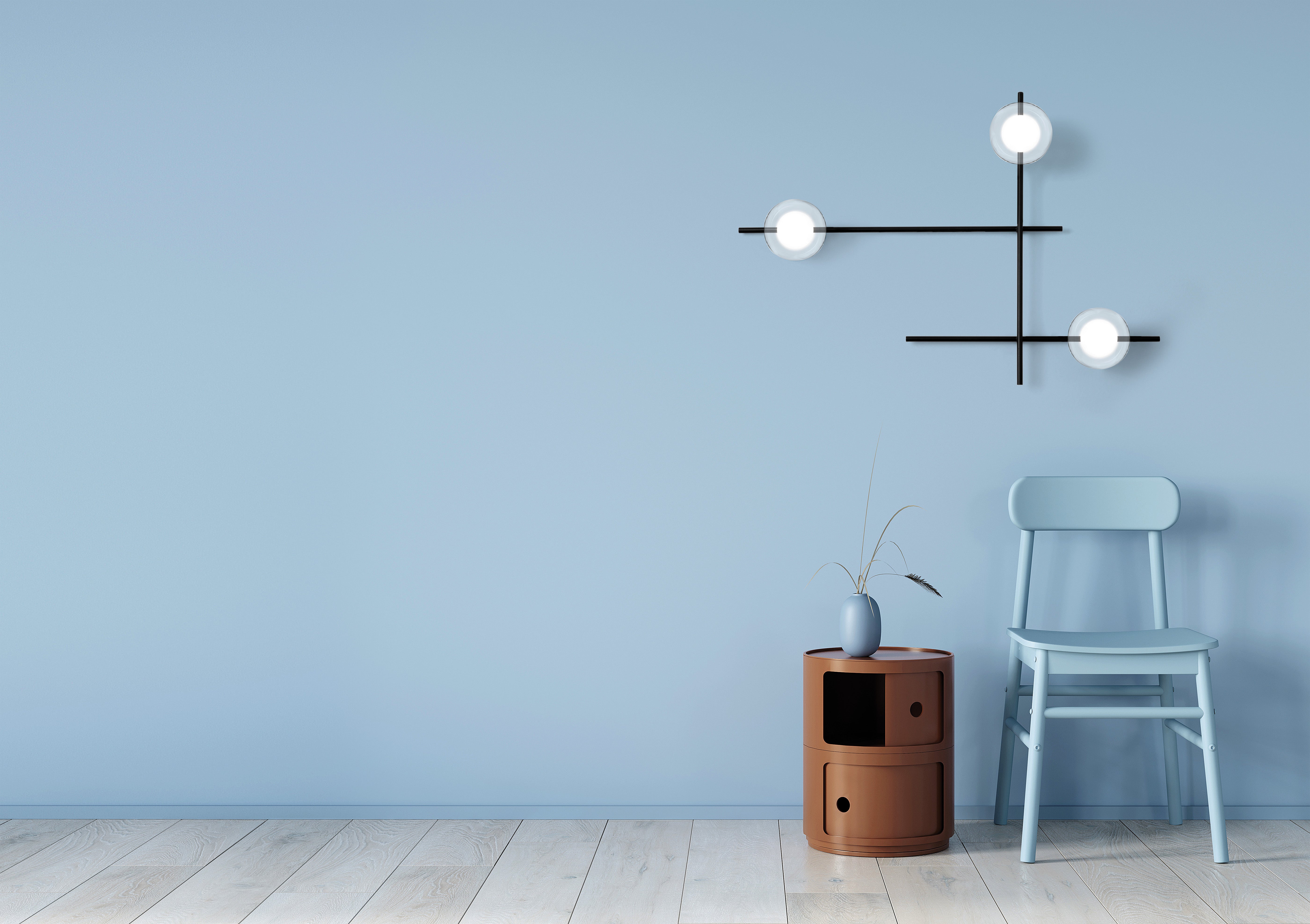 Mikado pl3 Lampada parete soffitto nero opaco con diffusore vetro borosilicato