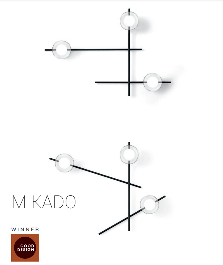 Mikado pl3 Lampada parete soffitto nero opaco con diffusore vetro borosilicato