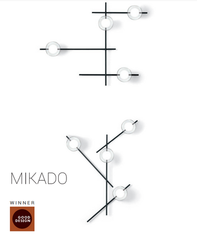 Mikado pl4 Lampada parete soffitto nero opaco con diffusore vetro borosilicato