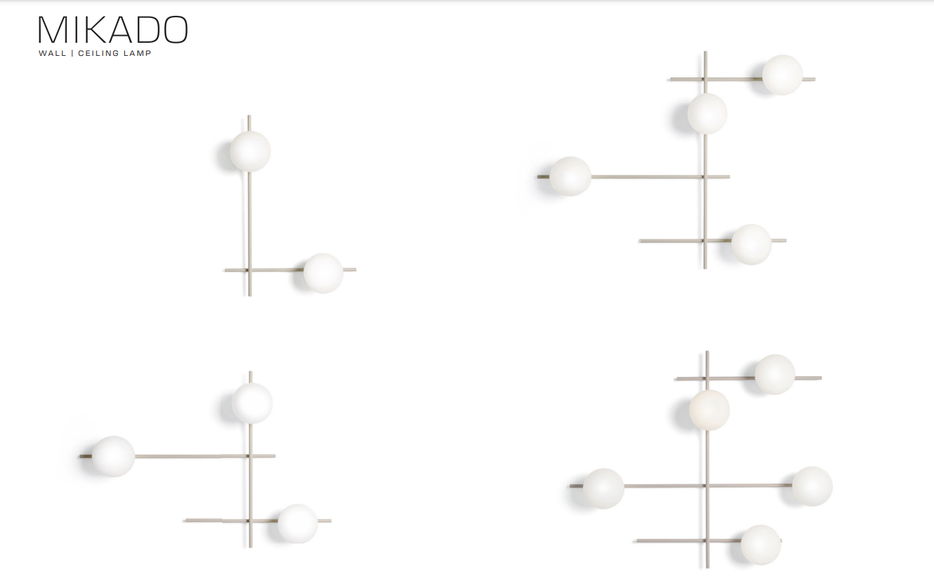 Mikado pl4 Lampada parete soffitto cipria opaco con diffusore vetro bianco