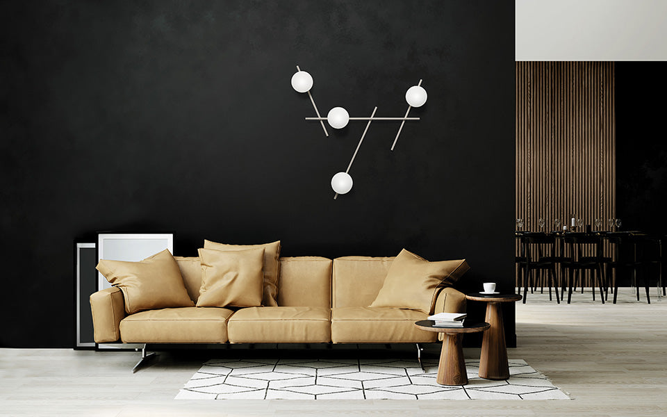 Mikado pl4 Lampada parete soffitto cipria opaco con diffusore vetro bianco