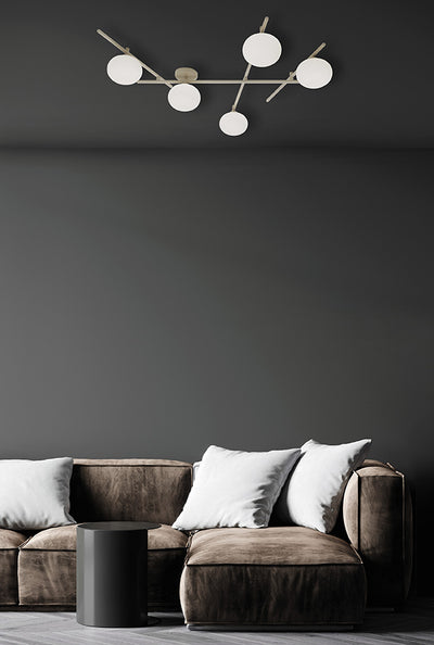 Mikado pl5 Lampada parete soffitto cipria opaco con diffusore vetro bianco