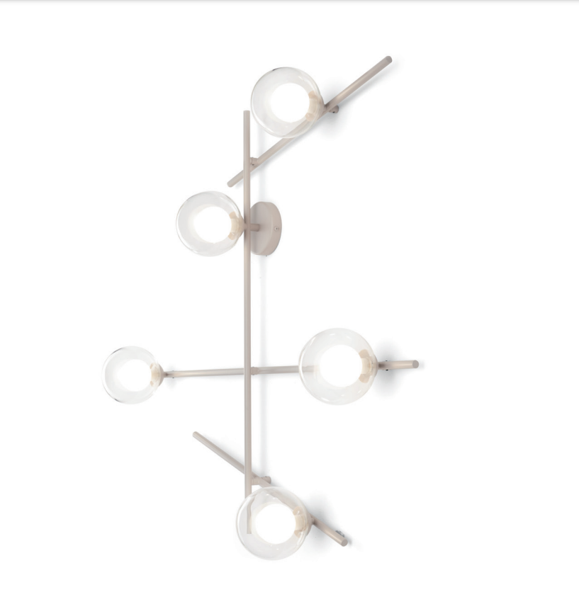 Mikado pl5 Lampada parete soffitto cipria opaco con diffusore vetro borosilicato