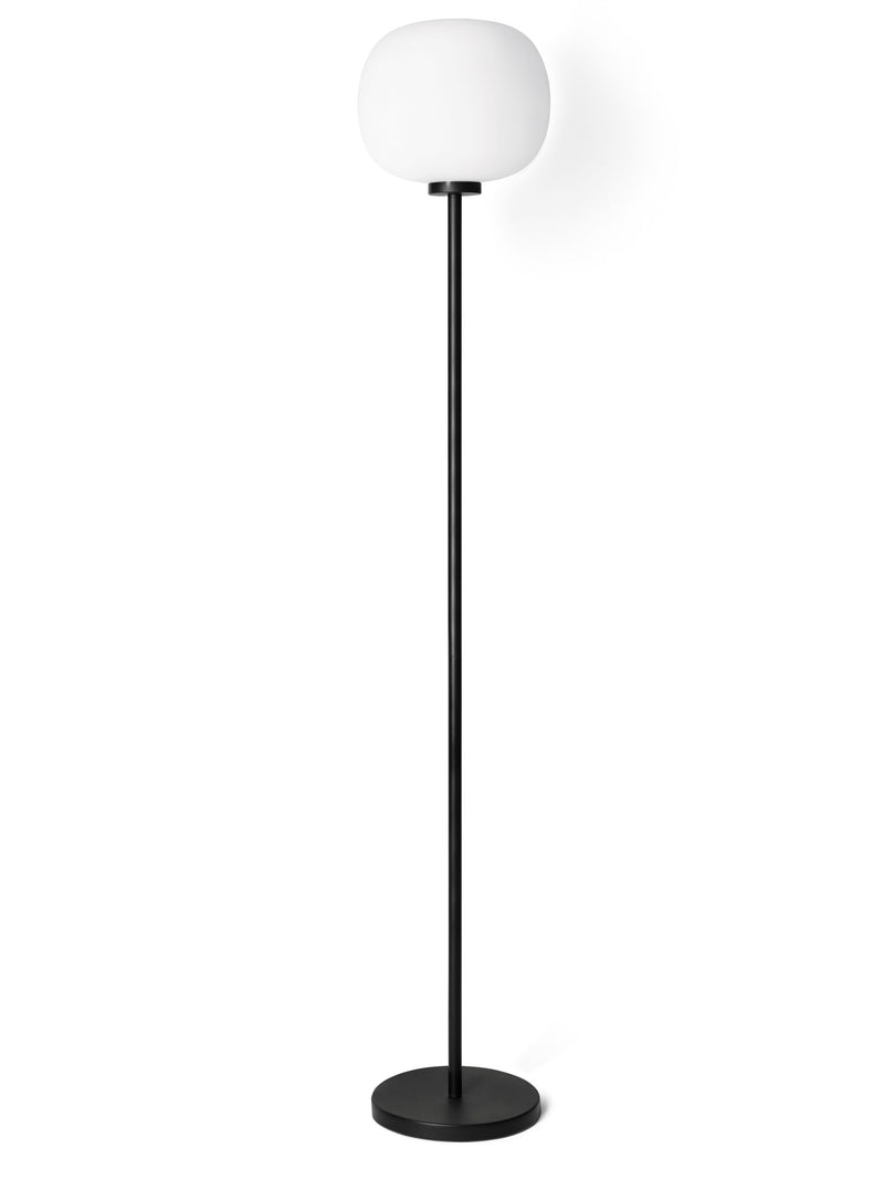 Bombo Lampada da terra nero diffusore in vetro bianco Ø 30 cm.