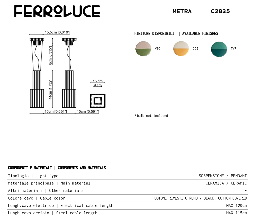 Metra C2835 lampadario sospensione ceramica decorata crema giallo