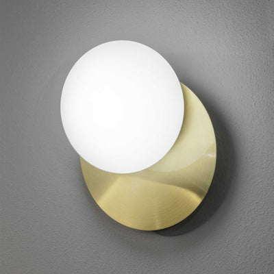 Ninfea ap1 ottone Applique Lampada da parete vetro bianco