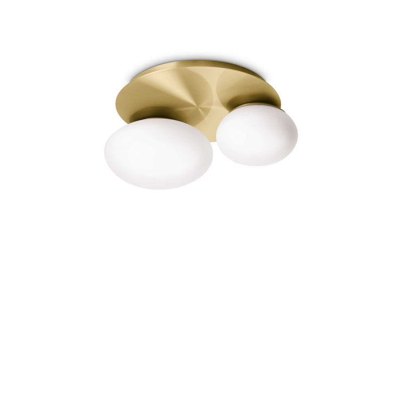 Ninfea pl2 ottone Plafoniera Lampada da soffitto vetro bianco