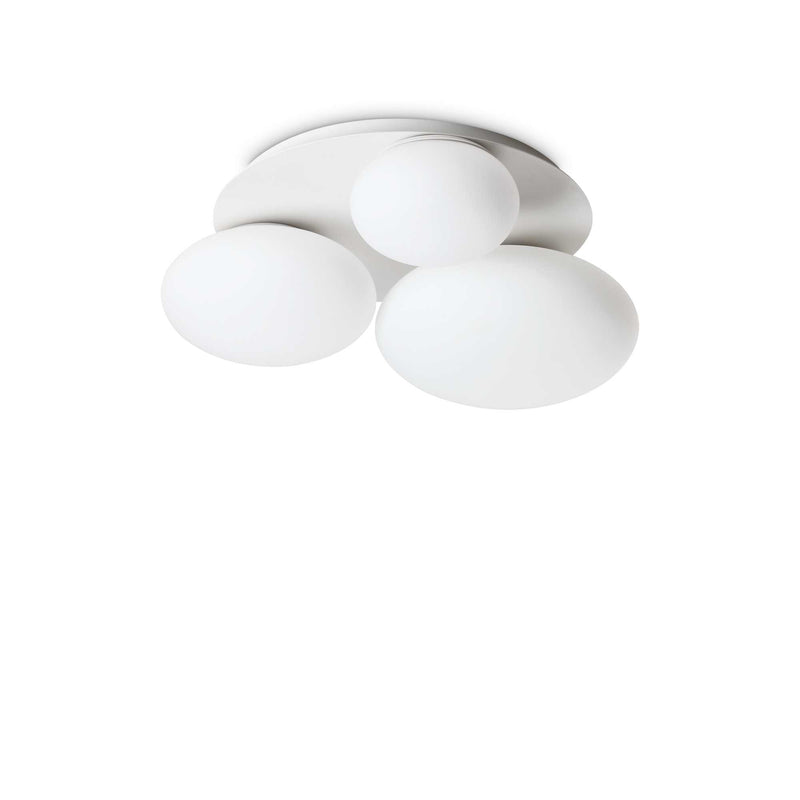 Ninfea pl3 bianco Plafoniera Lampada da soffitto vetro bianco