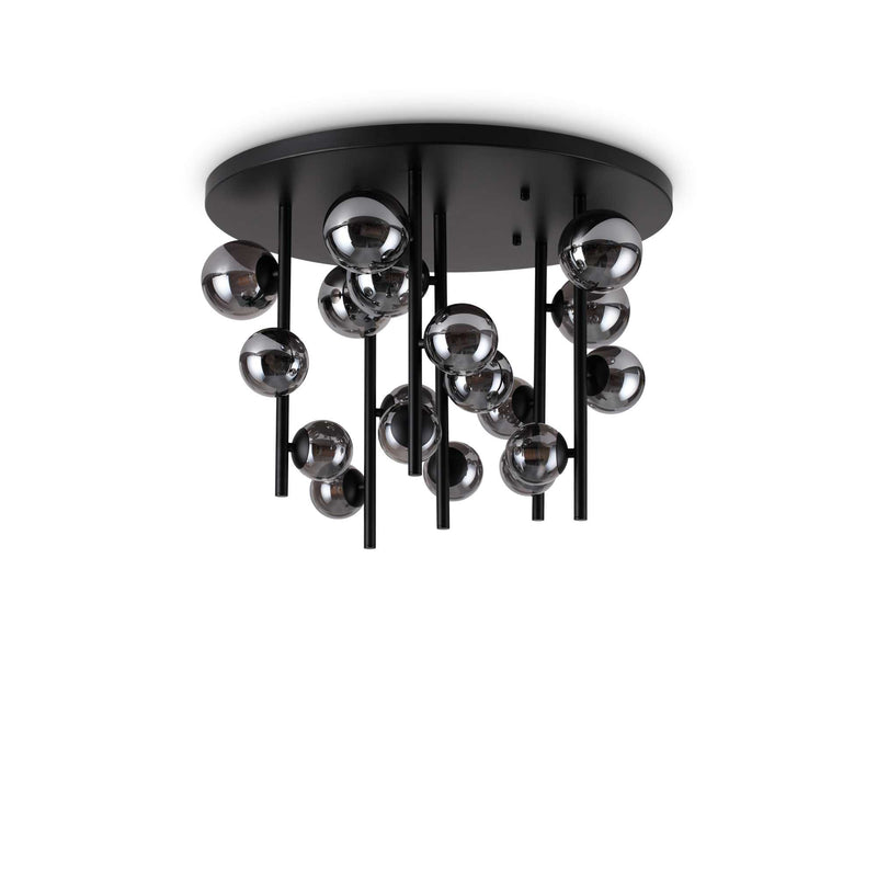 Perlage pl18 Plafoniera Lampada soffitto nero opaco vetro fumé