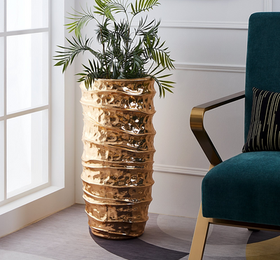 MOMBETSU Vaso in policarbonato oro H 70 cm.