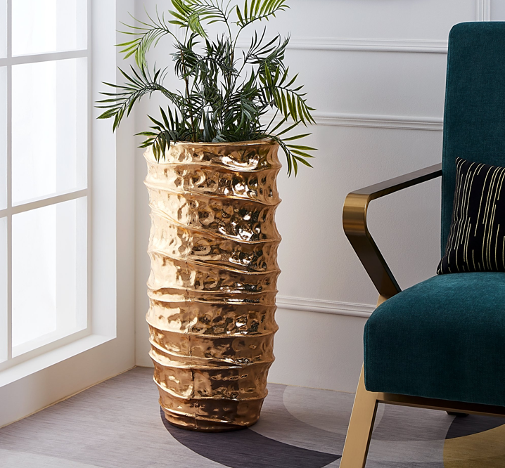 MOMBETSU Vaso in policarbonato oro H 70 cm.