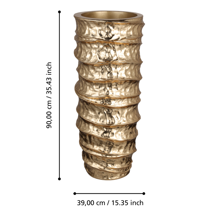 MOMBETSU Vaso in policarbonato oro H 90 cm.