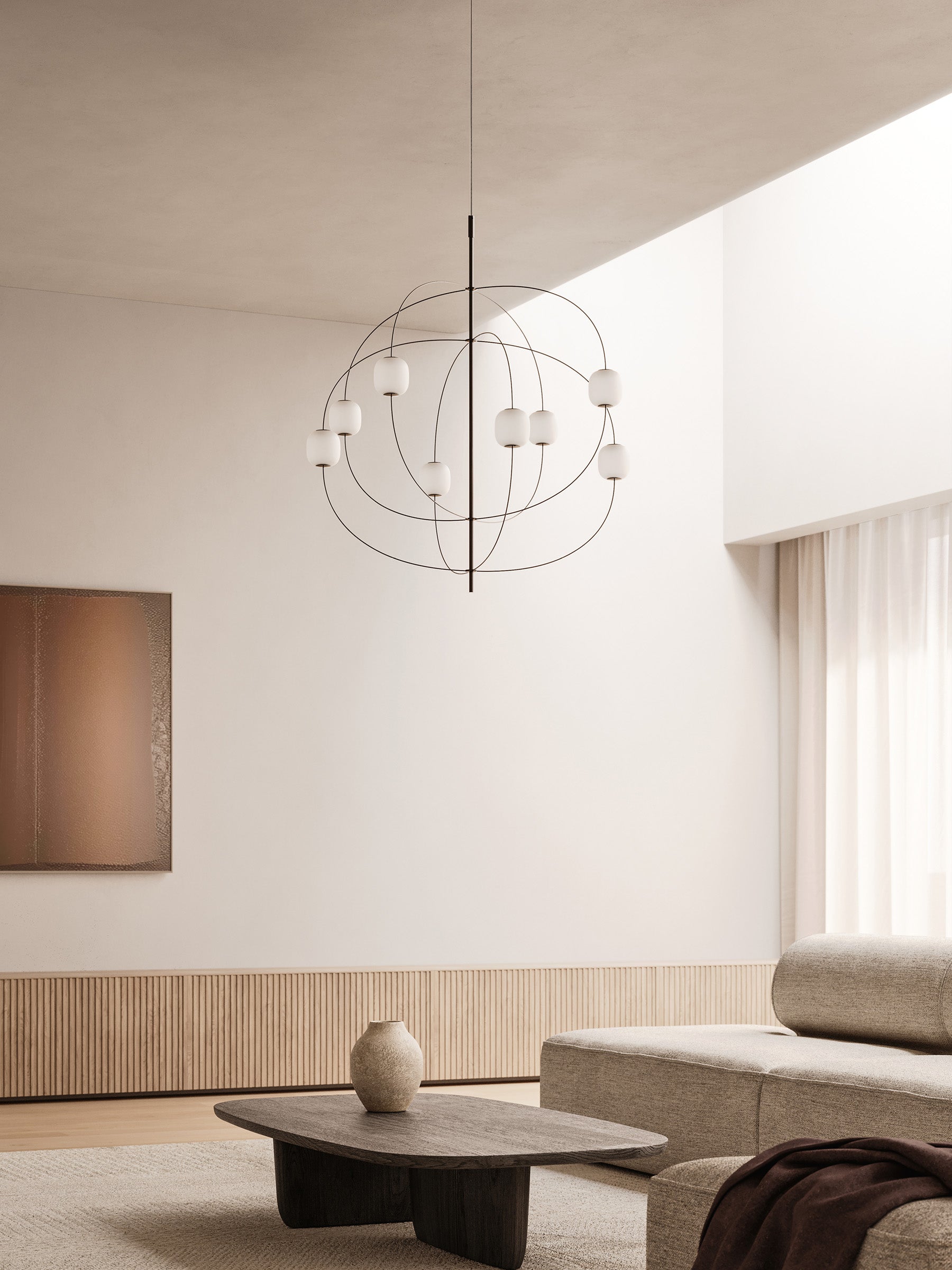Axia Sospensione Led in acciaio bronzo lucido e vetro dimmer Triac