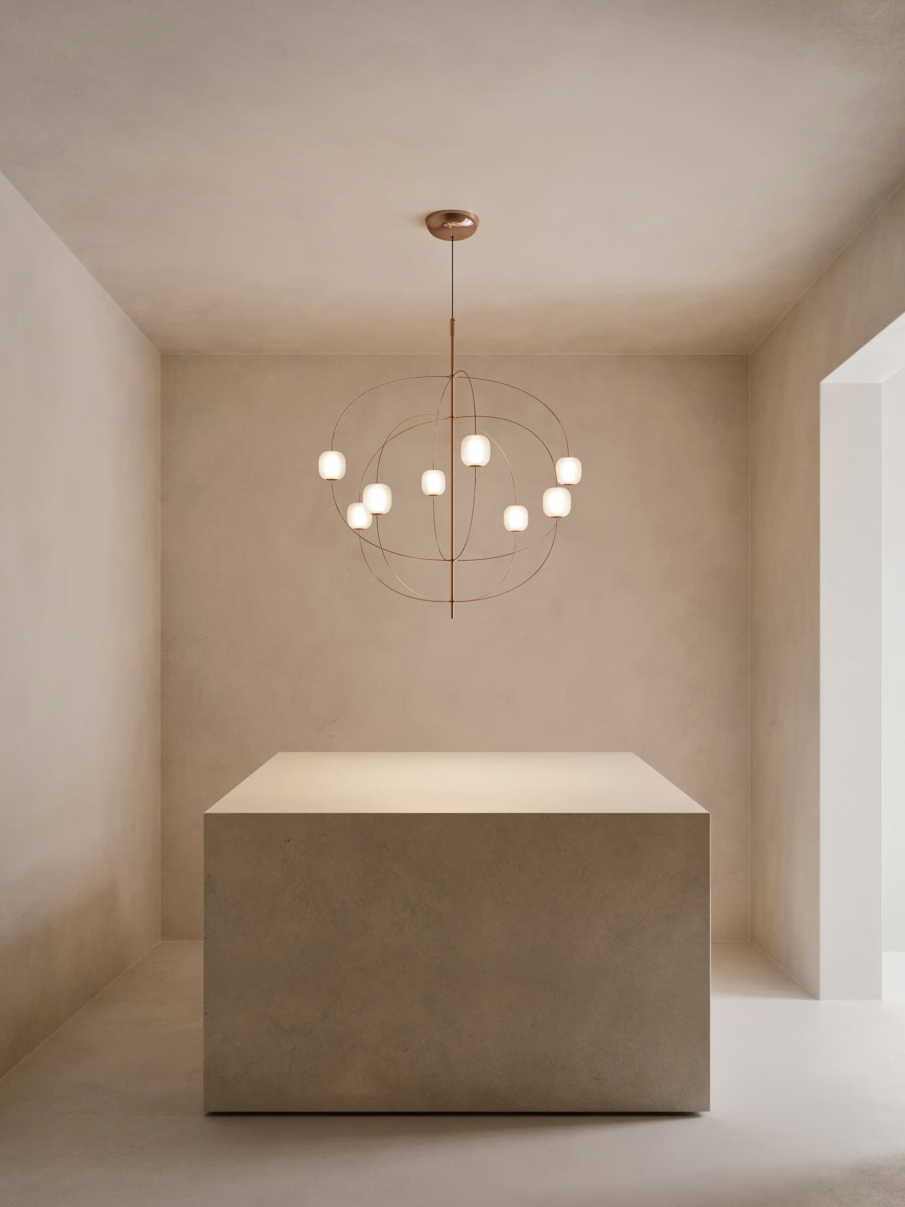 Axia Sospensione Led in acciaio bronzo lucido e vetro dimmer Triac
