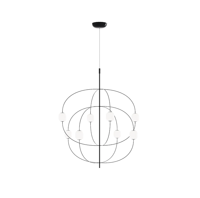 Axia Sospensione Led in acciaio cromo nero e vetro dimmer Triac