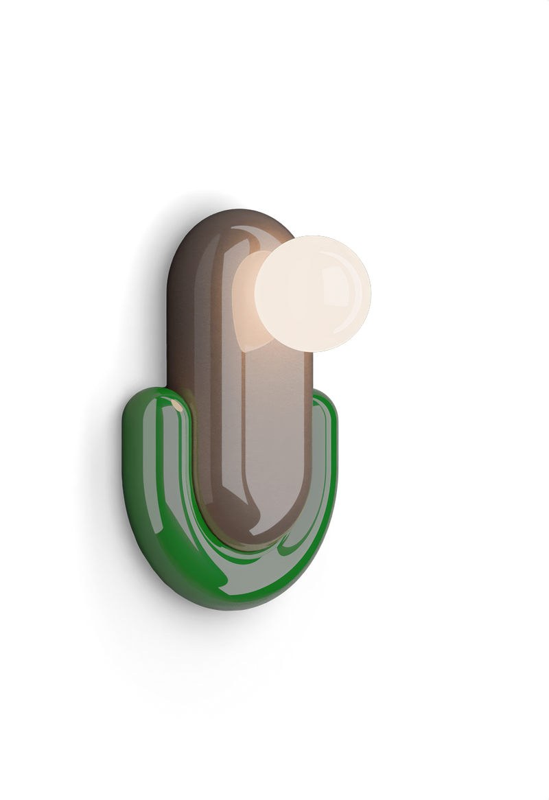 Eclair C2770 lampada parete ceramica decorata moka verde bali e vetro