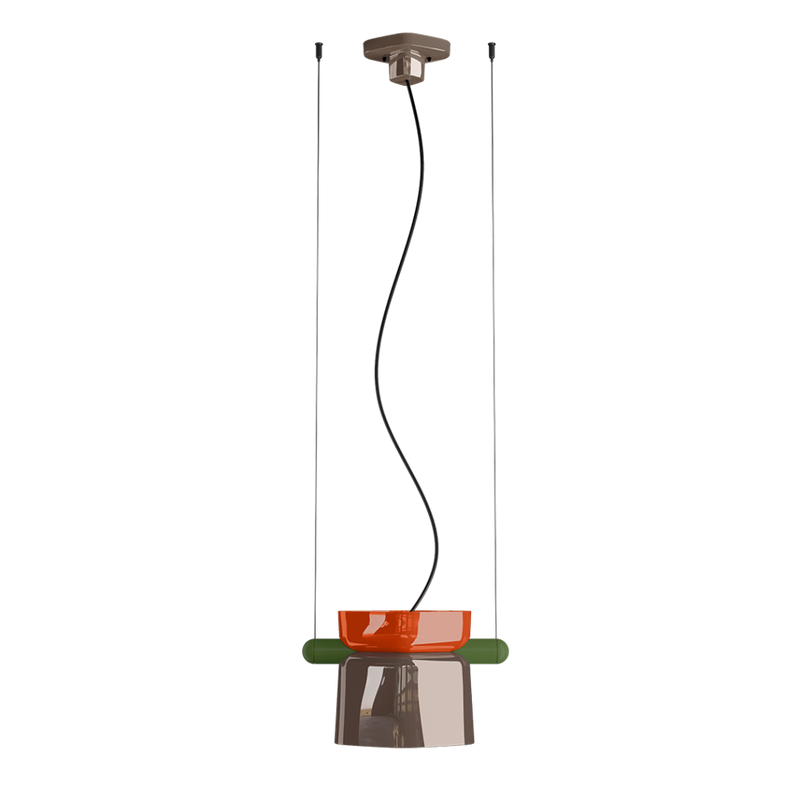 Yakitori C2791 lampadario sospensione in ceramica decorata arancio moka