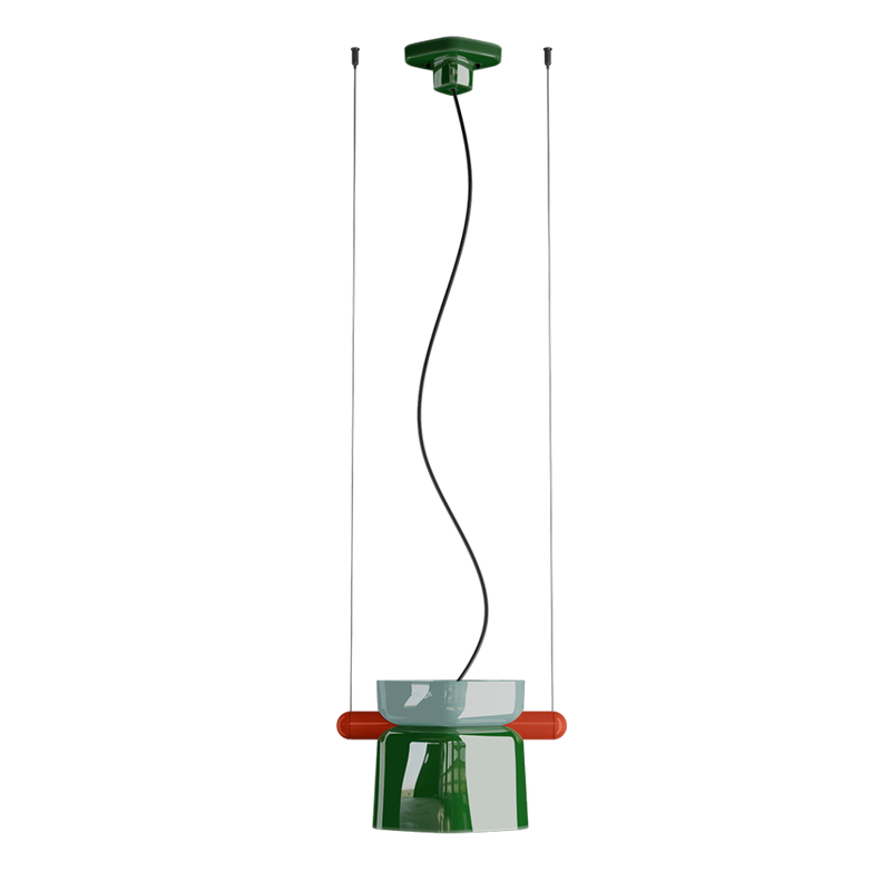 Yakitori C2791 lampadario sospensione in ceramica decorata azzurro verde