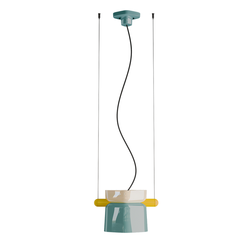 Yakitori C2791 lampadario sospensione in ceramica decorata crema azzurro