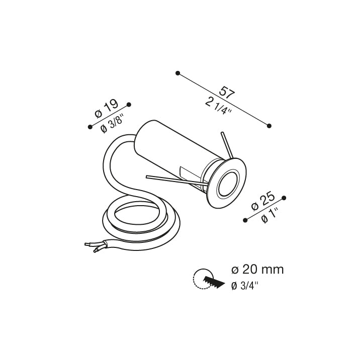 CNC 25 2.0 T Incasso per esterno IP67 Led 2W 40°