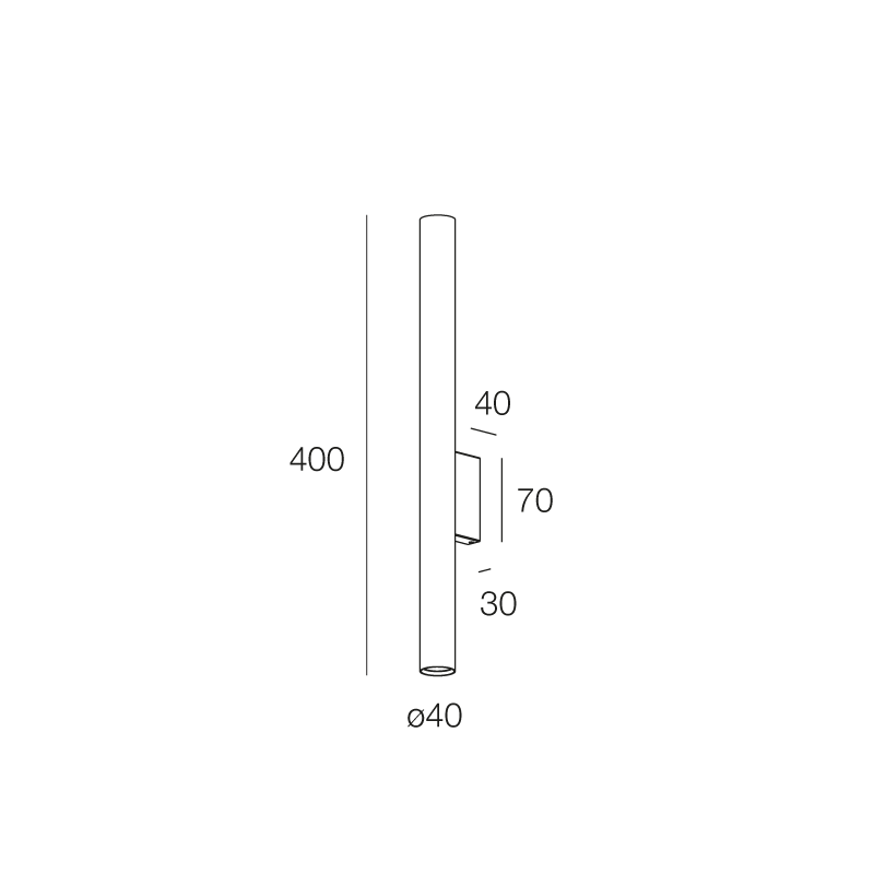 Collins PR Parete cilindro da interno Ø4 H40 cm. ottone satinato