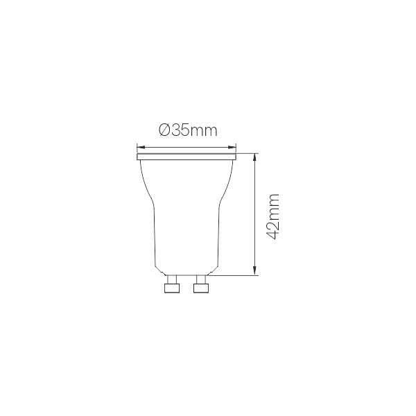 TUTTO GU10 4W 35mm 220V 60º LED 3000K