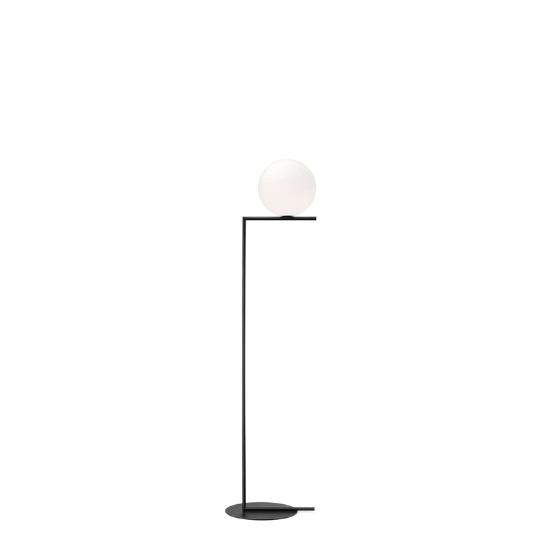 IC Lights F1 Lampada da terra nero e vetro soffiato Ø20 cm.