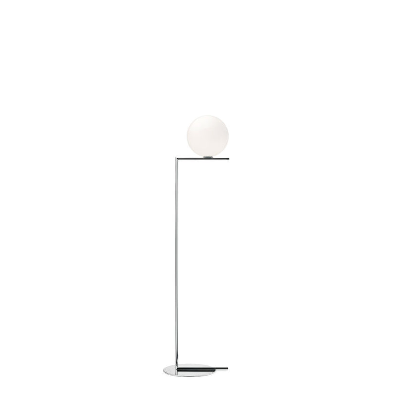 IC Lights F2 Lampada da terra cromo e vetro soffiato Ø30 cm.