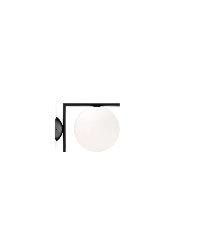 IC Lights C/W1 Lampada da parete soffitto nero vetro soffiato Ø20 cm.