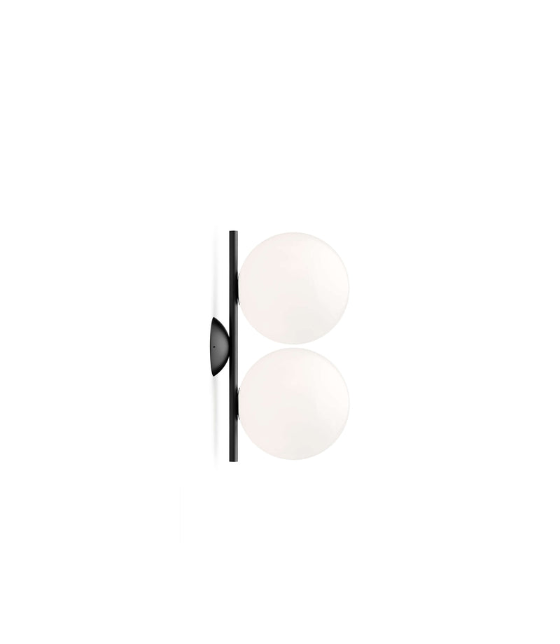 IC Lights C/W1 Double Lampada da parete soffitto nero vetro soffiato Ø20 cm.
