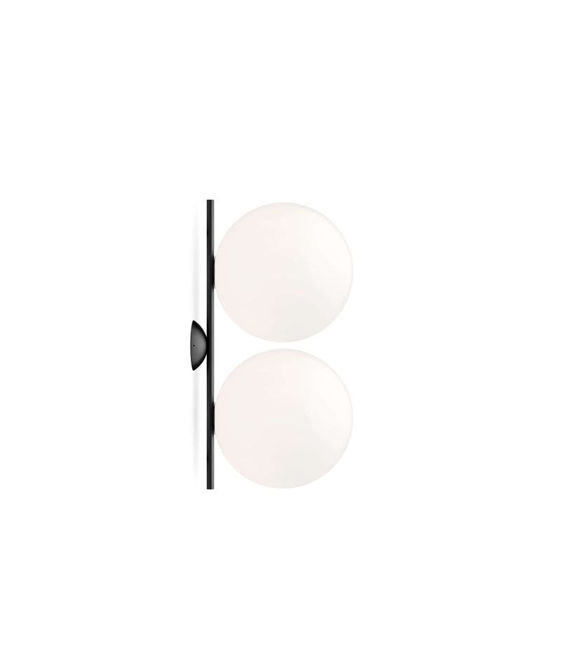 IC Lights C/W2 Double Lampada da parete soffitto nero vetro soffiato Ø30 cm.