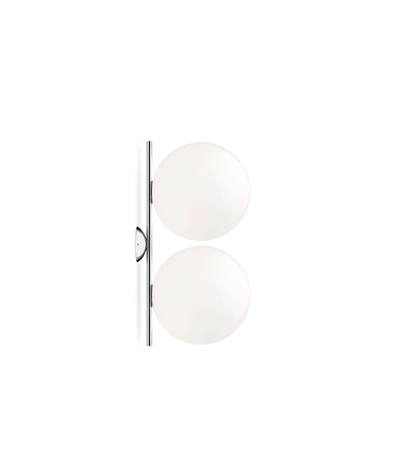 IC Lights C/W2 Double Lampada da parete soffitto cromo vetro soffiato Ø30 cm.