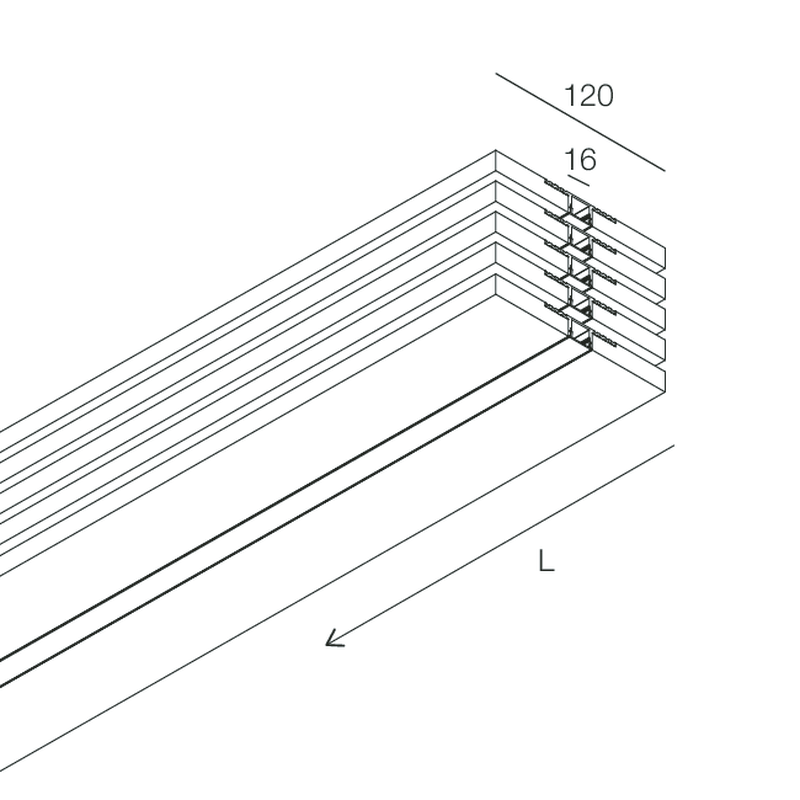 L-16 EVO STANDARD Profilo Cartoon Light 16 mm per Strip LED - multipack 5 pezzi