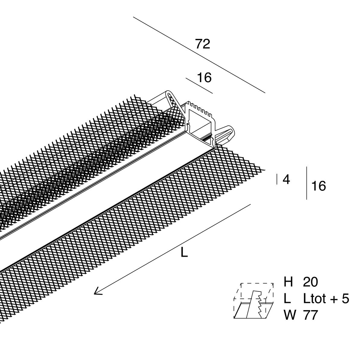 L-16 WALL Profilo 16 mm per Strip LED