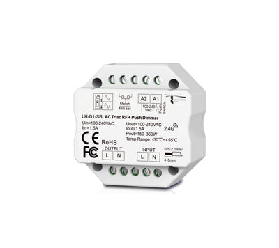 Dimmer a 1 canale per la gestione di carichi in tensione alternata o triac RF e/o taglio di fase